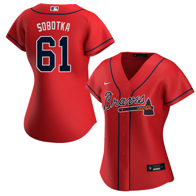 Nike Women #61 Chad Sobotka Atlanta Braves Baseball Jerseys Sale-Red
